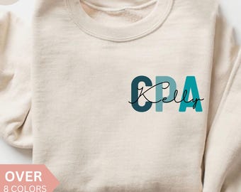 Gepersonaliseerd CPA-sweatshirt, aangepast CPA-shirt, CPA-cadeau, accountant cadeau, gecertificeerd accountant ronde hals, boekhoudkundige trui
