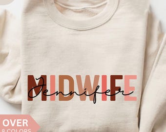 Moletom personalizado para parteira, Camiseta personalizada para parteira, Presente para parteira, Presente de agradecimento para enfermeira, Moletom com gola redonda para enfermeira obstétrica, Camiseta para trabalho de parto e parto, Suéter