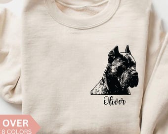 Sweatshirt gepersonaliseerde Cane Corso Mama, aangepast Cane Corso-naamshirt, Cane Corso moeder cadeau, Cane Corso hoofd ronde hals, trui Cane Corso papa