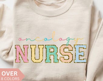 Sweat-shirt d'infirmière en oncologie, chemise d'infirmière en oncologie, cadeau d'infirmière en oncologie, cadeau d'OCN, col rond d'infirmière certifiée en oncologie, pull d'infirmière en oncologie