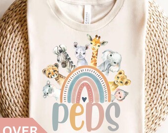 Pediatrics Rainbow Shirt, PEDS Animals T-shirt, PEDS Nurse T shirt, Peds Nurse Tshirt, Cute Peds Nurse Tee, Pediatric Nurse Gift,Pastel PEDS