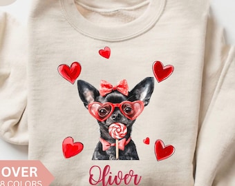 Personalized Chihuahua Sweatshirt, Custom Chihuahua Mom Shirt, Chihuahua Mom Gift, Chihuahua Mama Crewneck, Chihuahua Dad Sweater, Pullover