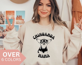 Chihuahua Mama Sweatshirt, Chihuahua Mom Shirt, Chihuahua Mom Gift for Mother's Day, Chihuahua Head Crewneck, Chihuahua Lover Pullover