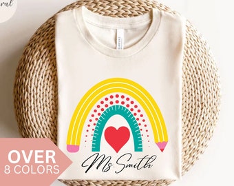 Customized Name Teacher Shirt, Personalized Teacher Tshirt, Custom Teacher T-shirt, Kindergarten Teacher T shirt, Elementary Teacher Tee,
