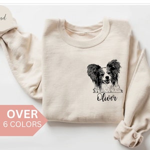 Personalized Papillon Mama Sweatshirt, Custom Papillon Name Shirt, Papillon Mom Gift, Papillon Head Crewneck, Papillon Dad Sweater, Pullover