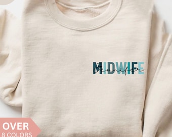 Moletom personalizado para parteira, Camiseta personalizada para parteira, Presente para parteira, Presente de agradecimento para enfermeira, Moletom com gola redonda para enfermeira obstétrica, Camiseta para trabalho de parto e parto, Suéter