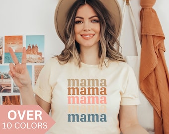 Camisa retro de mamá para el regalo del día de la madre, camiseta de mamá 5x, camiseta linda de mamá para el cumpleaños de mamá, camiseta de mamá boho, camiseta de mamá pastel para la nueva mamá