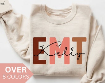 Personalized EMT Nurse Sweatshirt, Custom EMT Nurse Shirt, EMT Nurse Gift, Emergency Medical Technician Crewneck, Paramedic Pullover,Sweater