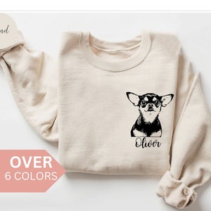 Personalized Chihuahua Mama Sweatshirt, Custom Chihuahua Name Shirt, Chihuahua Mom Gift for Mother&#39;s Day, Chihuahua Head Crewneck, Pullover