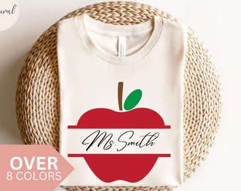 Maglietta personalizzata con nome per insegnanti, T-shirt personalizzata per insegnanti, T-shirt personalizzata per insegnanti, Insegnante di scuola materna, Maglietta per insegnanti di scuola elementare, Regalo per insegnanti