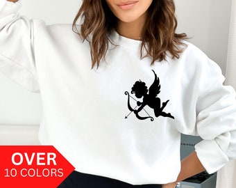 Camisa de Cupido para el Día de San Valentín, Sudadera Linda del Día de San Valentín, Cupido Valentines Crewneck para Mujeres, Camisa de Ángel de Querubín para Regalo Galentines