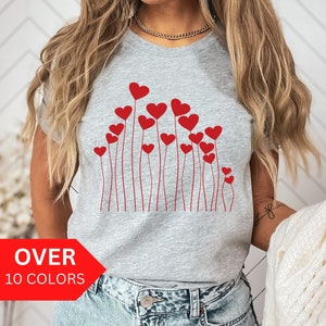Valentines Day Heart Shirt, Heart Shirt for Valentine&#39;s Day, Cute Hearts T-shirt, Red Hearts Shirt for Mother&#39;s Day, Gift for Valentines Day