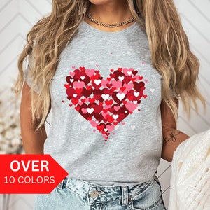 Heart Valentines Day Shirt, Valentine&#39;s Day Tshirt for Women, 3D Heart Shirt, Valentines Gift for Her, Love Shirt, Red Heart T-shirt Gift