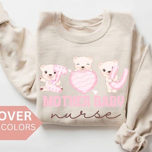 Felpa con cappuccio per infermiera madre e bambino per San Valentino, maglietta per infermiera post-parto, regalo per infermiera per terapia intensiva neonatale, girocollo post-parto, maglietta per infermiera per bambini, infermiera ostetrica