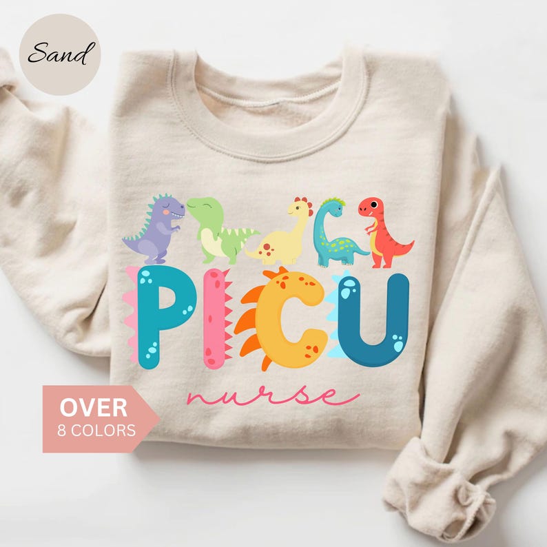 PICU ナース スウェットシャツ、PICU 小児科ナース シャツ、PICU ナース ギフト、看護師への感謝のギフト、小児集中治療室、PICU クルーネック 画像 1