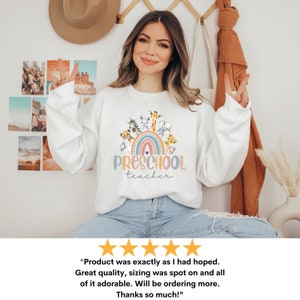 Sweatshirt voor kleuterjuf, shirt kleuterschool leraar regenboog, cadeau voor leraar kleuterschool, dierlijke trui kleuterjuf, shirt peuter afbeelding 5