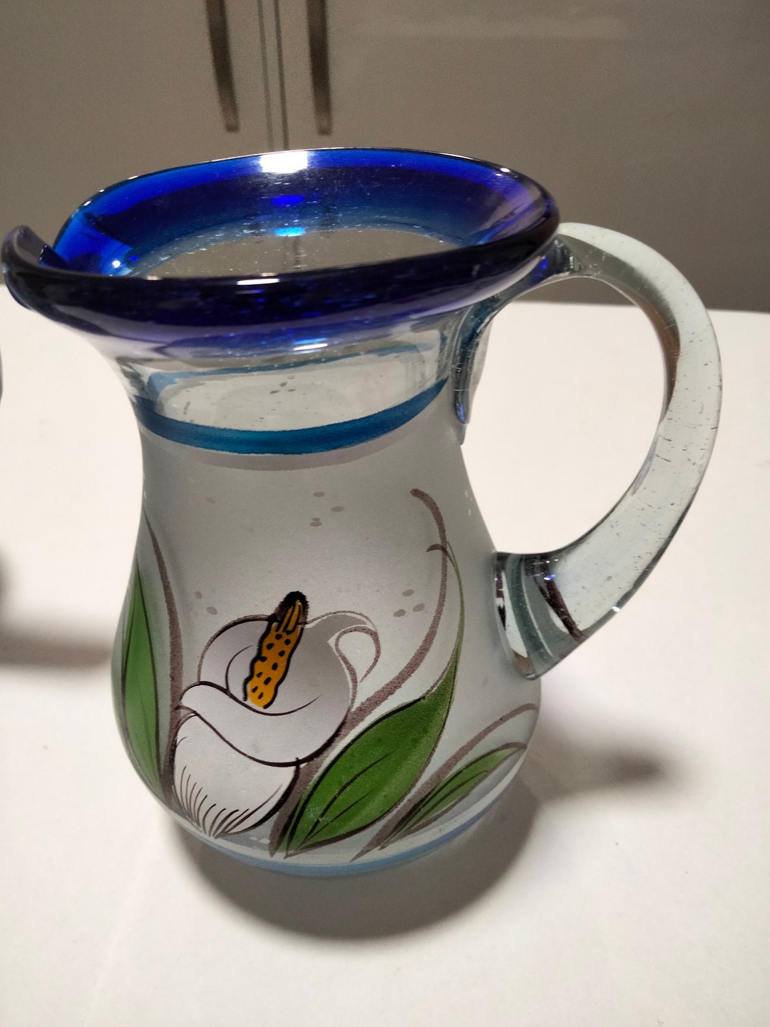 Hand Blown Glass Jug Etsy UK