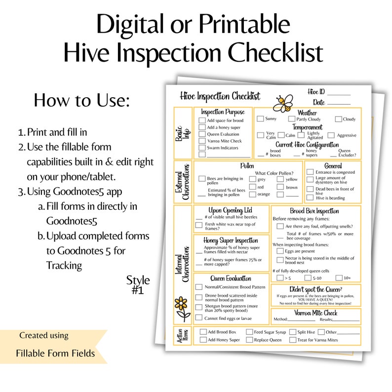 Beekeeper Digital Planner & Hive Inspection Checklist | 2025,2026 ...