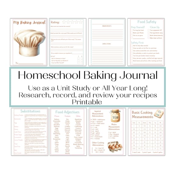 Homeschool Baking Journal: Printable Baking Unit Study (PDF Download)