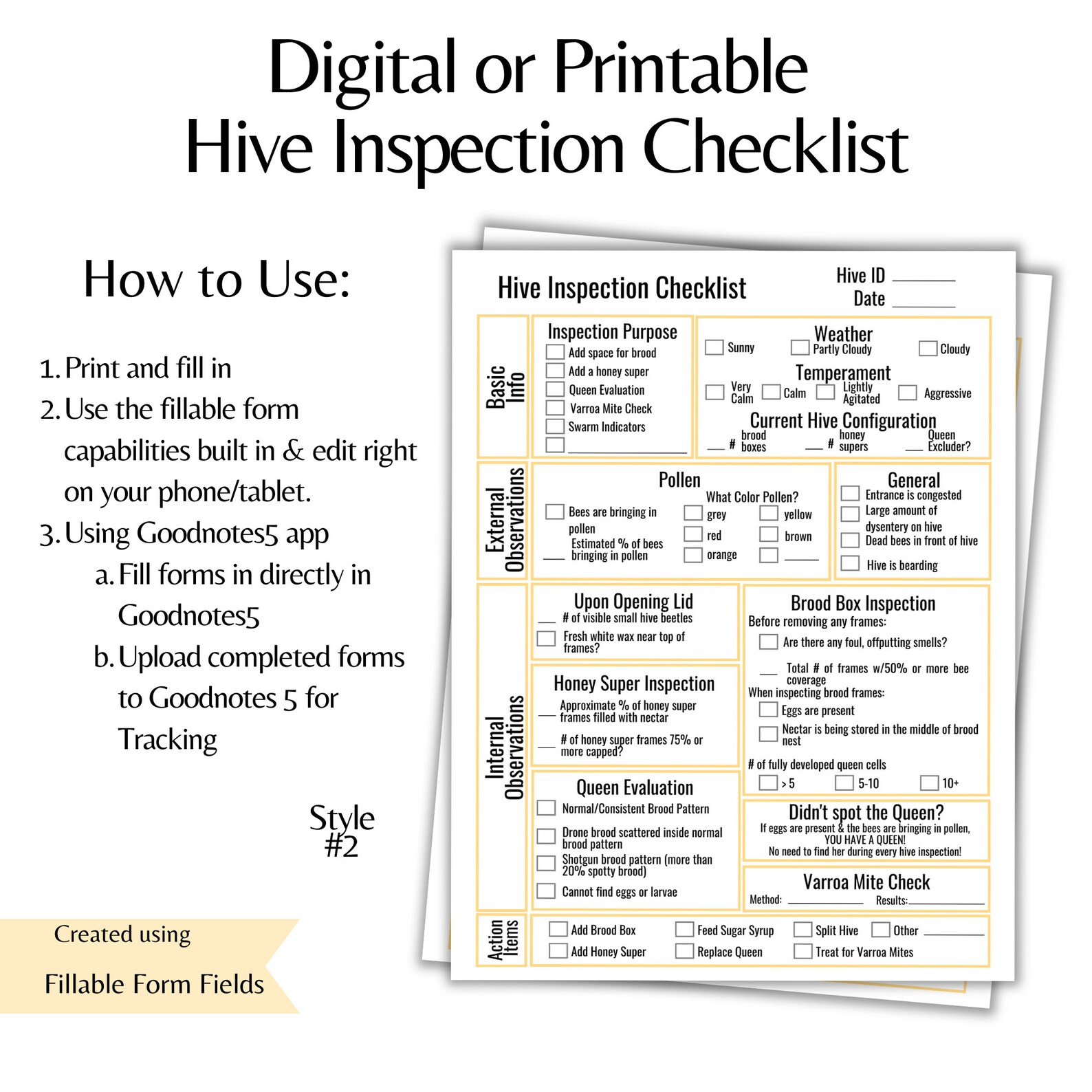 Beekeeper Digital Planner & Hive Inspection Checklist | 2026 + 2027 ...