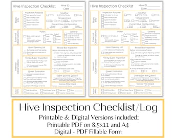 Beekeeper Hive Inspection Checklist: Printable & Fillable Forms (Digital Download)