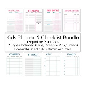 Kids&#39; Planner & Checklist Bundle (Digital Download)