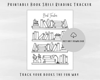 Bookshelf Tracker dla celów czytelniczych | Drukowany Book Shelf Book Tracker | Licznik książek Reading Challenge | Kolorowanka Reading List Journal