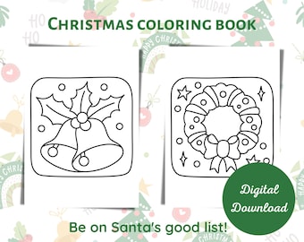 Kolorowanki świąteczne dla dzieci w wieku przedszkolnym, Arkusz ćwiczeń do nauki w domu, Wydruk świąteczny, Kolorowanka, Arkusze przedszkolne, Natychmiastowe pobieranie 20 stron