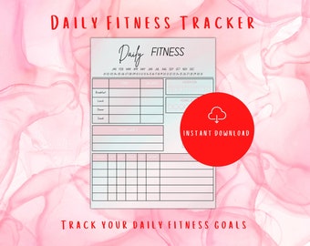 Codzienny planer fitness do wydrukowania | Prosty planer ćwiczeń, posiłków i snu dla codziennych celów fitness | Dziennik fitness | Rozmiary Letter, A4 i A5