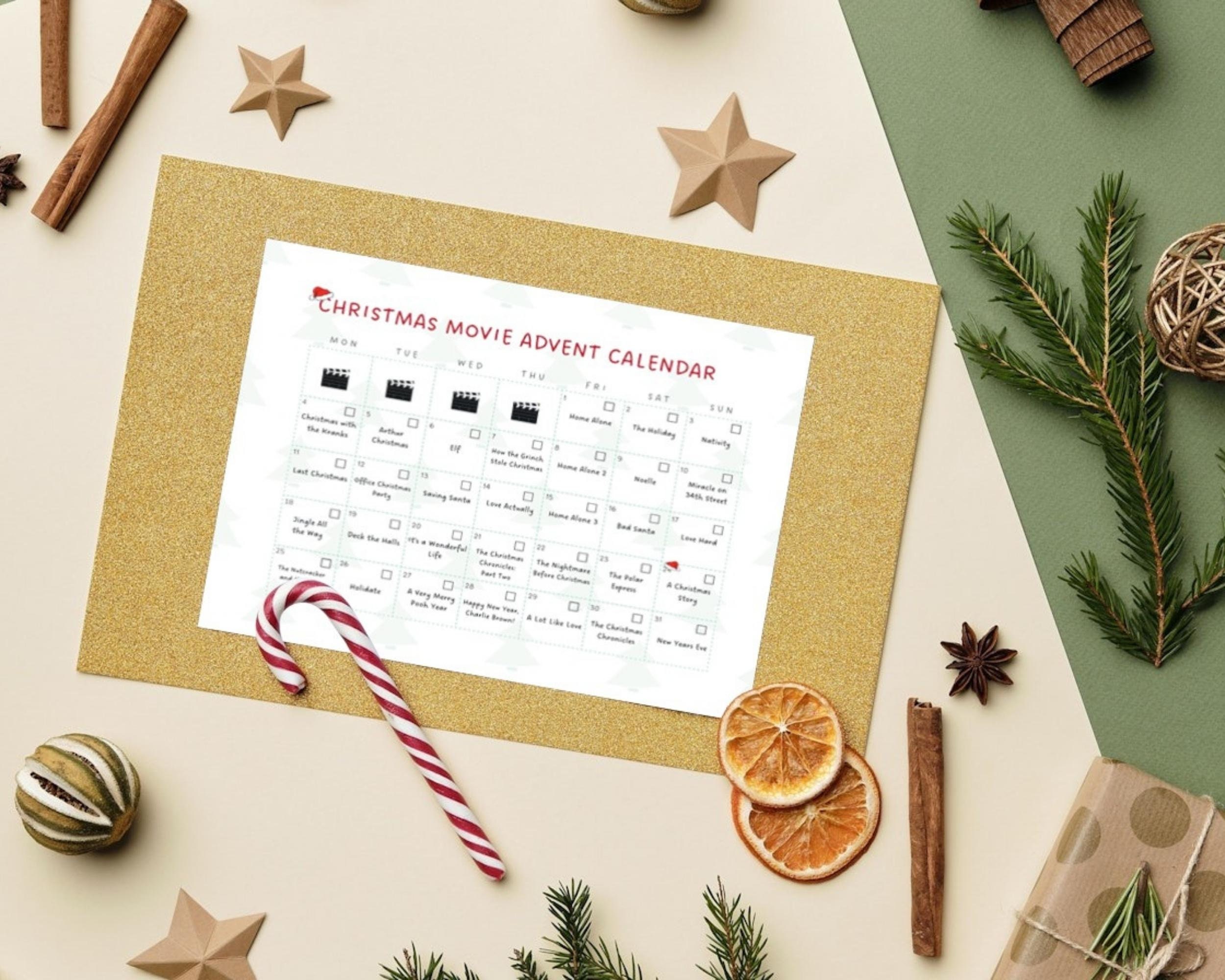 Christmas Movie Advent Calendar Till New Year Printable Digital