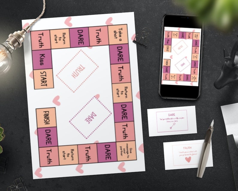 Printable Game for Couples Truth or Dare Couples Board Game for