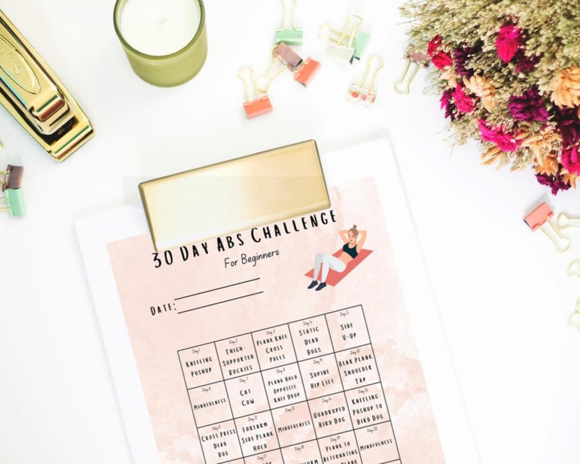 30 Days Abs Challenge Printable Workout Plan | Fitness Tracker ...