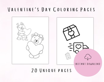 Słodka walentynkowa kolorowanka do wydrukowania dla dzieci | Arkusze robocze dla dzieci w wieku od 8 lat do 20 zabawnych i łatwych kolorowanek o miłości
