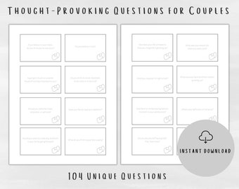 104 karty z pytaniami do przemyśleń na randkę dla par | Głębokie rozmowy na sesję rozmów dla par | Karty aktywności na zabawną randkę