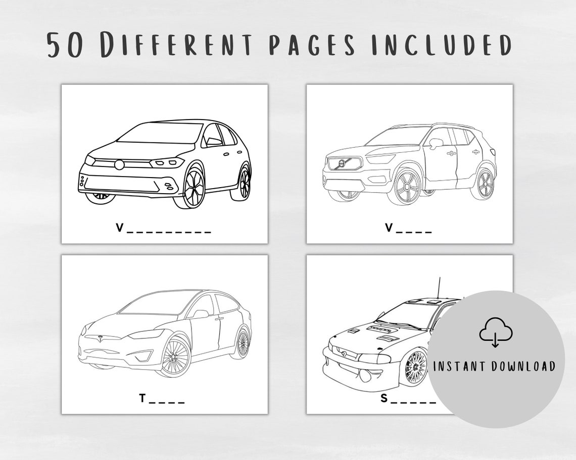 50 Car Coloring Pages for Kids With Car Names Coloring Sheets for Car