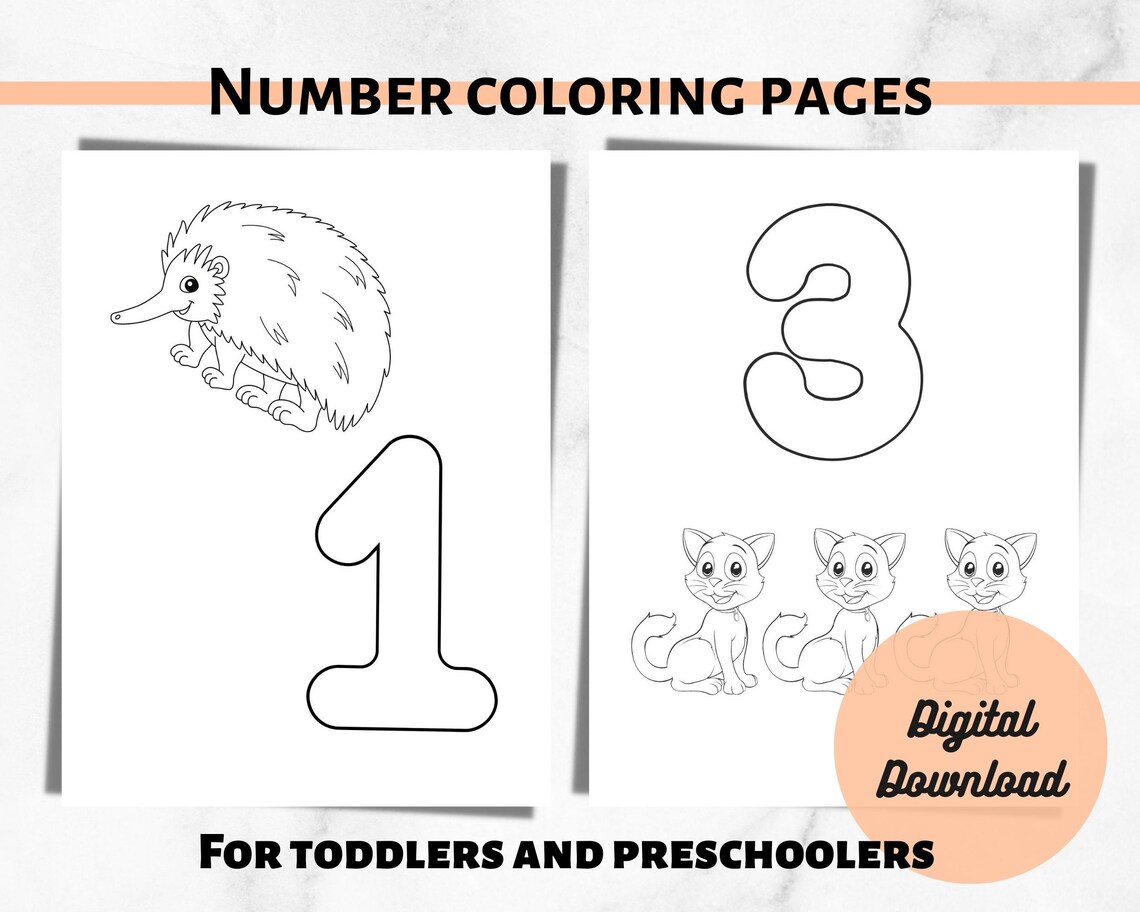 Number Coloring Pages for Preschool Kids and Toddlers Learn - Etsy