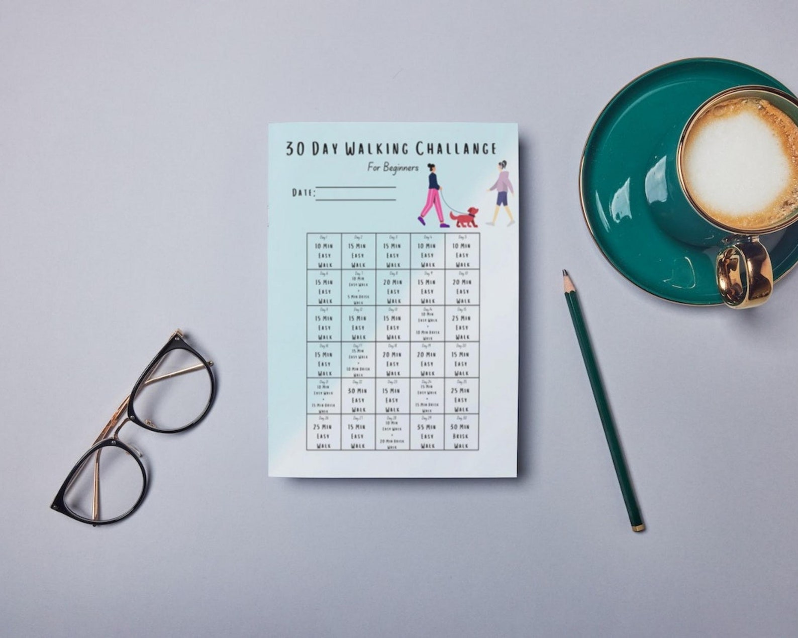 30 Days Walking Challenge Printable Workout Plan | Fitness Tracker ...