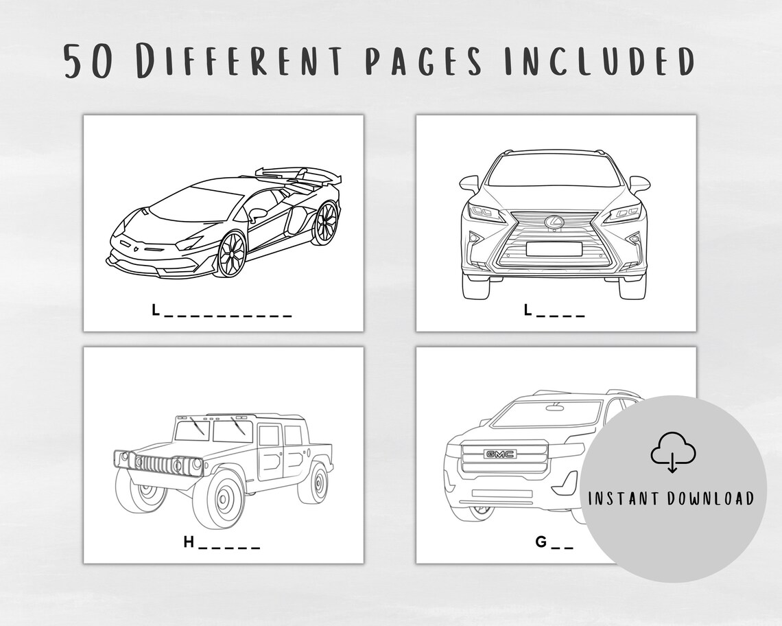 50 Car Coloring Pages for Kids With Car Names Coloring Sheets for Car
