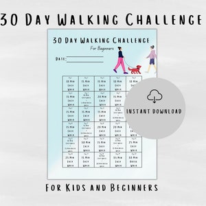 30 Days Walking Challenge Printable Workout Plan | Fitness Tracker | Challenge Guide | New Year Fitness Resolution | Self-Love Checklist PDF