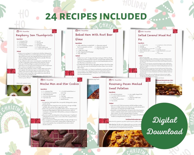 Christmas Food Ideas Advent Calendar 24 Recipes Included for Etsy