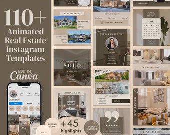 Aesthetic Real Estate Instagram Post Templates for Canva | Realtor Social Media Marketing | Real Estate Agent Animated Social Media Content