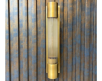 Modern Tube Glass Wall Lamp, Unique Light, Wall Light, Art Deco Handmade Bathroom Gold Sconce, Home Decor Lighting, Housewarming Gift Lights