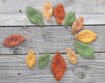 Strickmuster: Herbstlaubgirlande & Dekorationen (PDF-Muster)