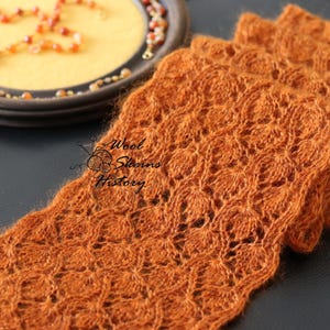 Lace Scarf Knitting Pattern: &quot;Ginger Autumn&quot; Elegant Shawl (PDF Pattern