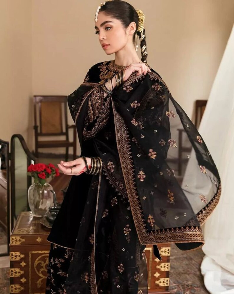 Premium Brown Designer Velvet Suit Zari Embroidered beautiful - Etsy UK