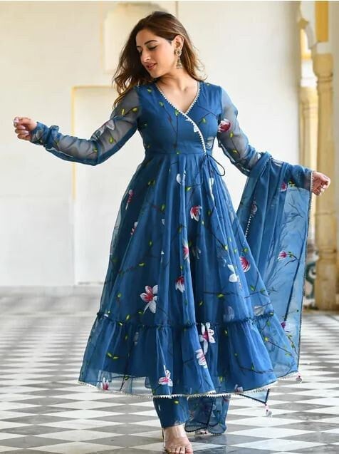 Pakistani Single Color Plain Full Flared Anarkali Dress Designer Dupatta, 3  Pc Salwar Kameez Readymade Indian Dress Partywear - Etsy Israel