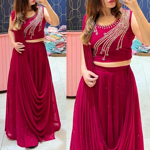Faux designer georgette purple color long gown with dupatta, Size: XL, Wash  Care: Handwash at Rs 999 in Surat