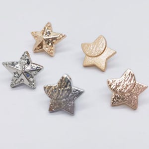 Metal Star Buttons-10Pcs 12MM Gold Silver Moon Button for Sewing-Shirt/Caridan/Sweater/Blazer