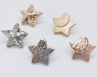 Metal Star Buttons-10Pcs 12MM Gold Silver Moon for Sewing-Shirt/Caridan/Sweater/Blazer