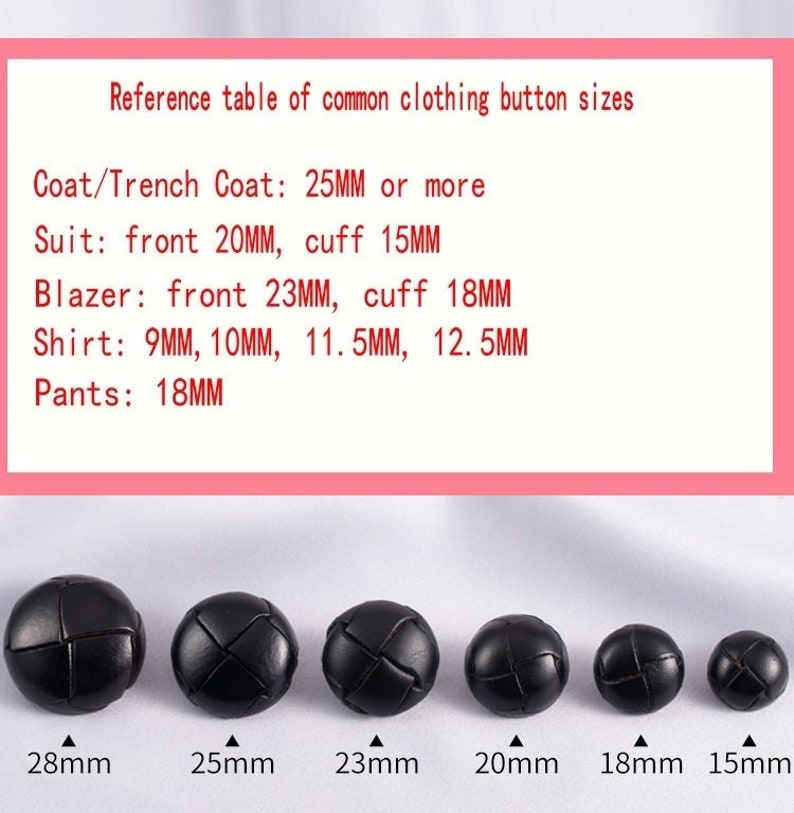 Leather Buttons-6Pcs Black/Brown/White/Khaki/Gray/Pink Button for Sewing-Blazer/Jacket/Coat/Sweater/Cardigan image 7